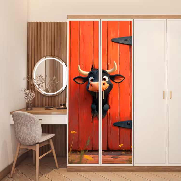 Deursticker - Stier - Rood - Boerderij - Schuurdeur — 5