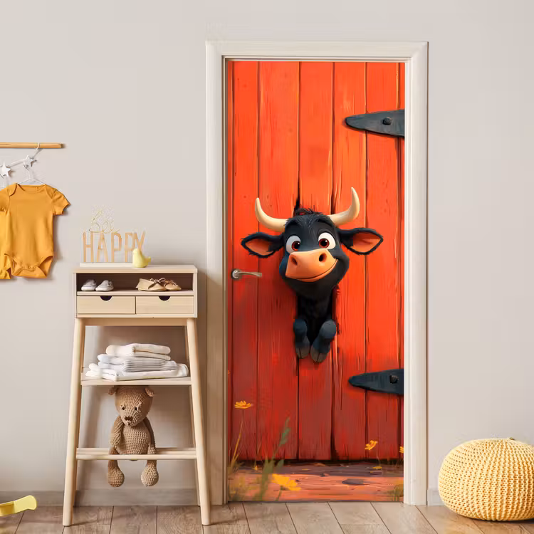 Deursticker - Stier - Rood - Boerderij - Schuurdeur — 6