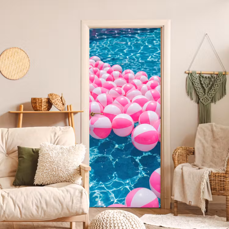 Deursticker - Strandballen - Roze - Water — 4