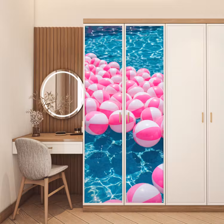 Deursticker - Strandballen - Roze - Water — 5