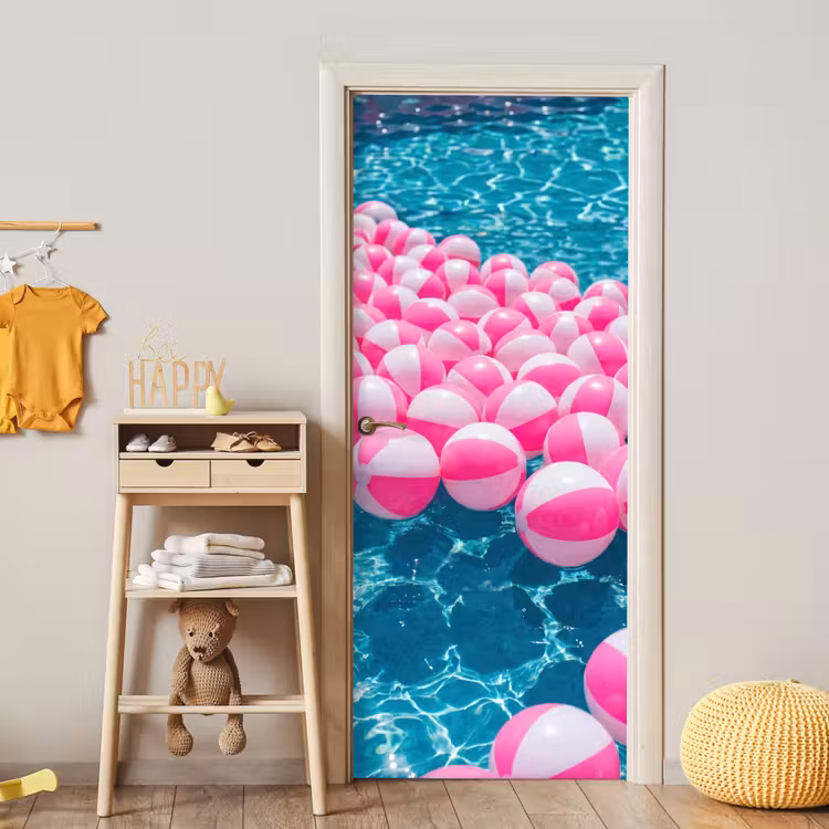 Deursticker - Strandballen - Roze - Water — 6