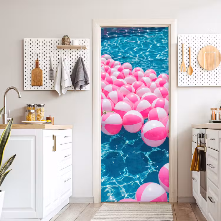 Deursticker - Strandballen - Roze - Water — 7