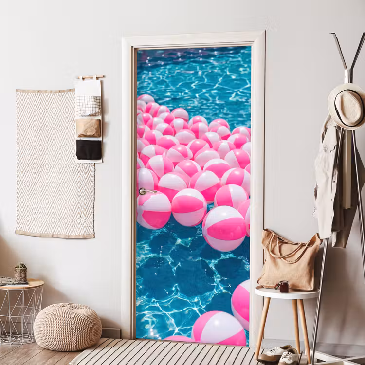 Deursticker - Strandballen - Roze - Water — 8
