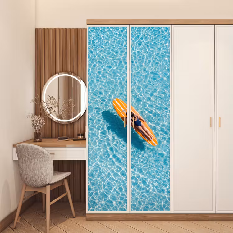 Deursticker - Surfboard - Water - Badpak - Oranje — 5