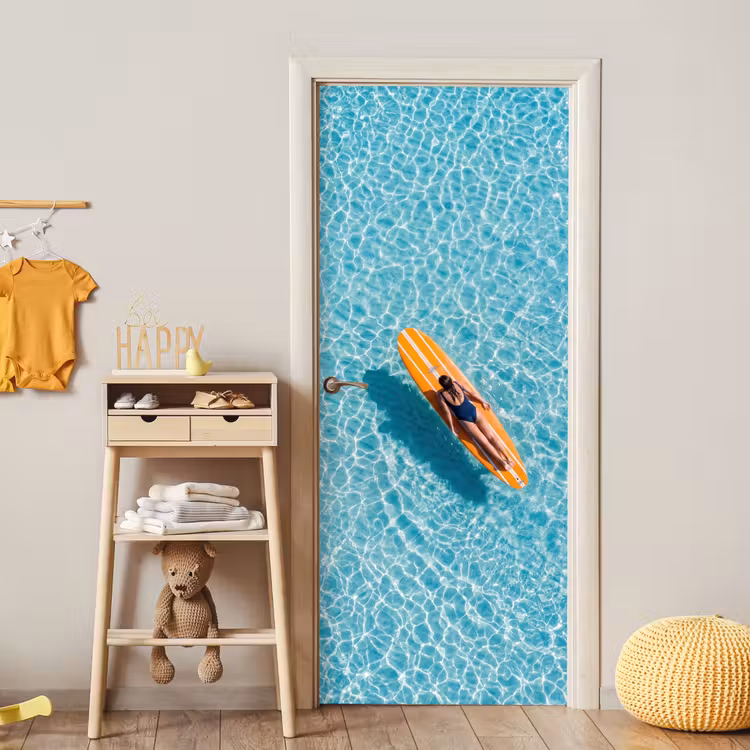 Deursticker - Surfboard - Water - Badpak - Oranje — 6