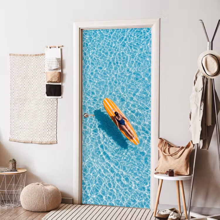 Deursticker - Surfboard - Water - Badpak - Oranje — 8