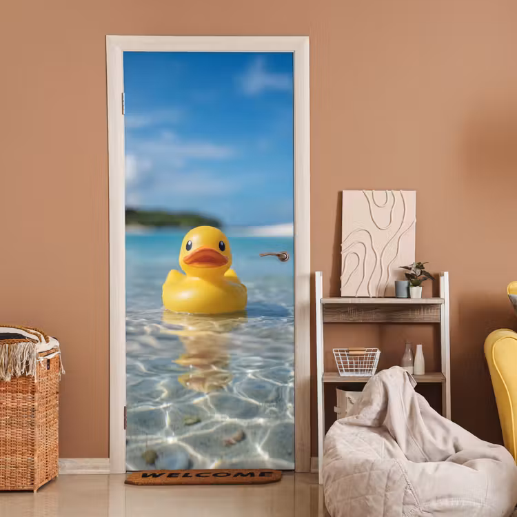 Deursticker - Tropisch - Badeend - geel — 2