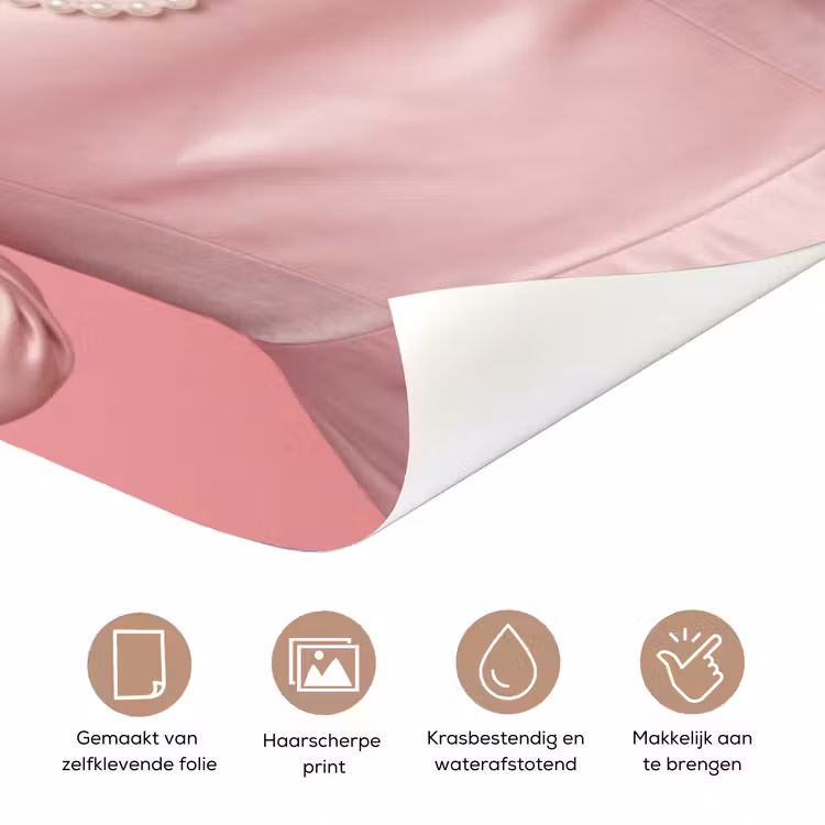 Deursticker - Vrouw - Roze - Parelketting - Krulspelden — 3