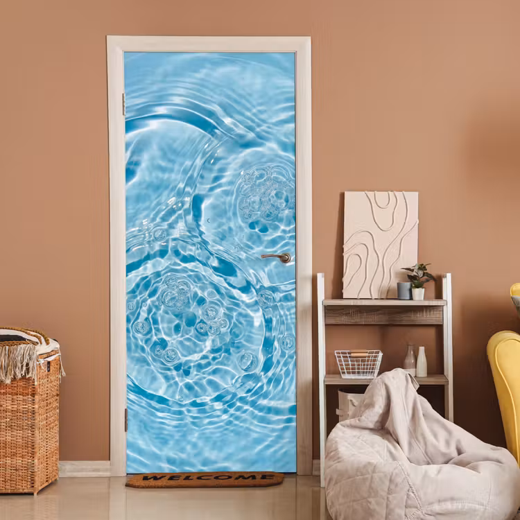 Deursticker - Water - Blauw - bubbels — 2