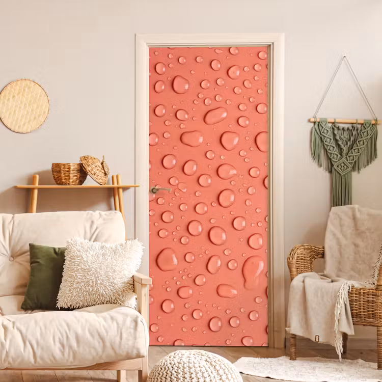 Deursticker - Water - Druppels - Roze — 4