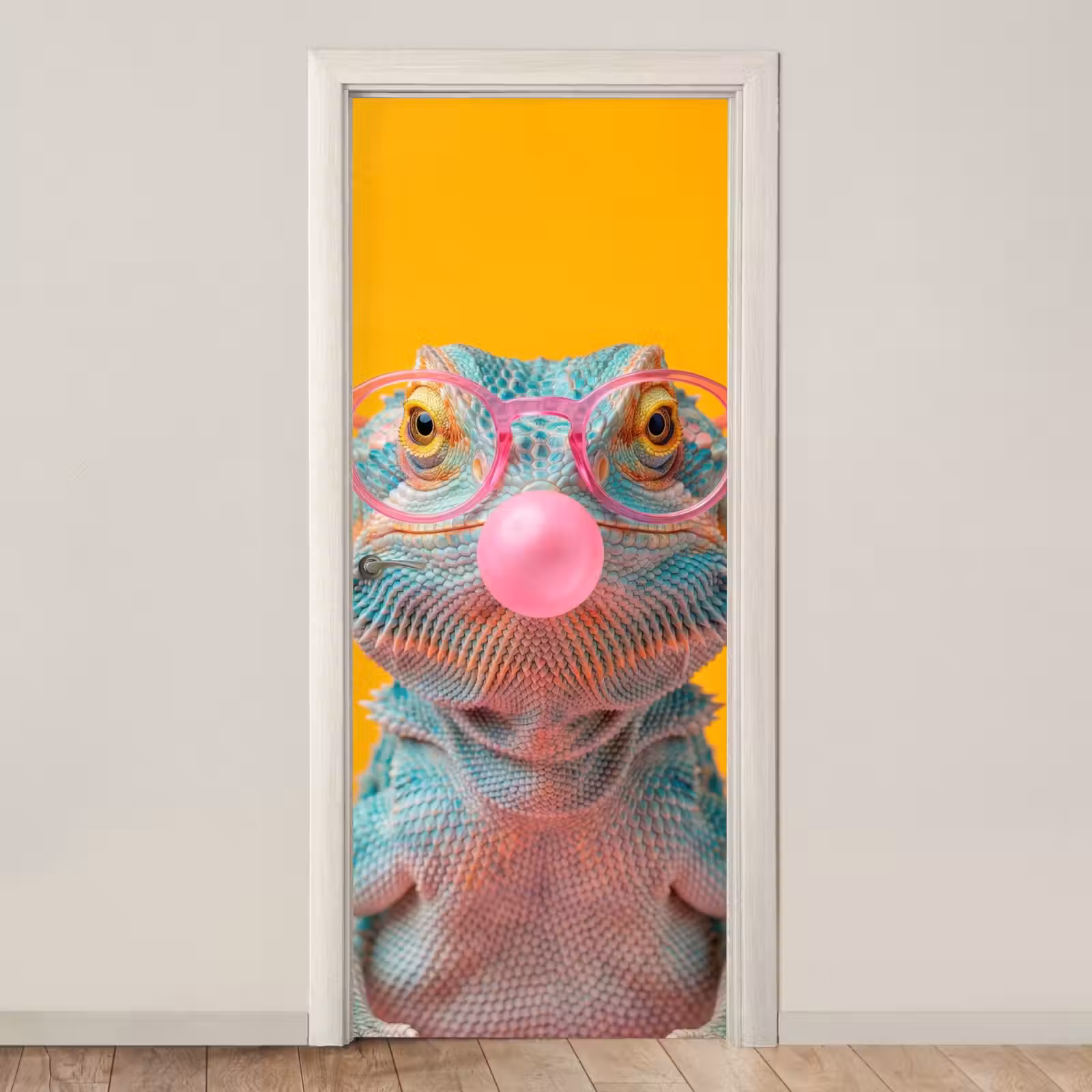 Deursticker - Kameleon - Kauwgom - Kleurrijk — 1