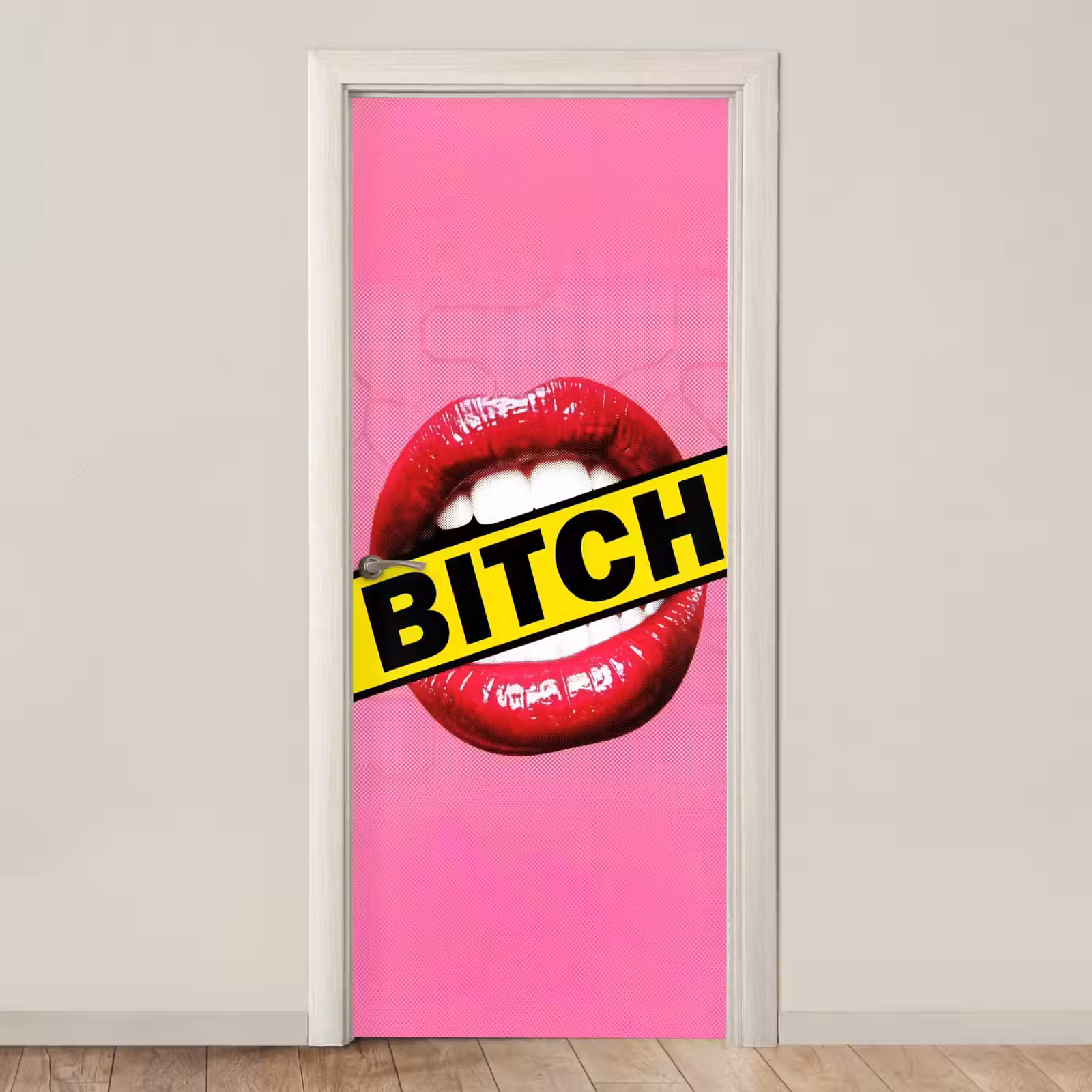 Deursticker - Lippen - Tekst - Kleurrijk — 1