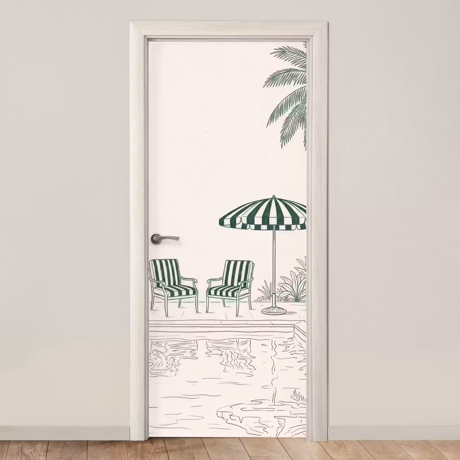 Deursticker - Terras - Illustratie - Groen — 1