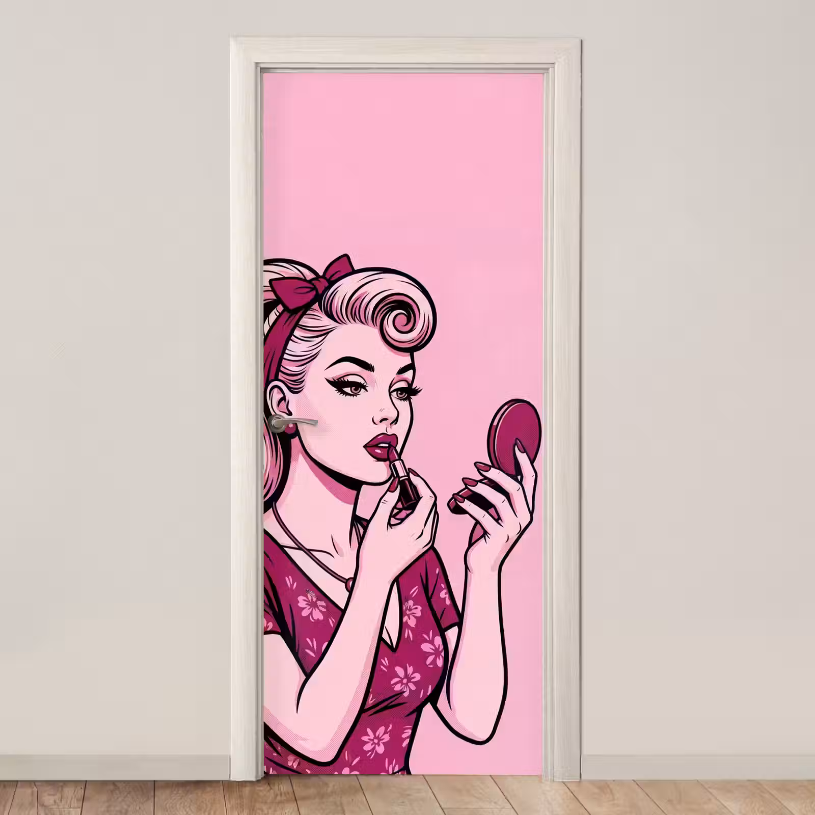 Deursticker - Vintage - Vrouw - Roze — 1