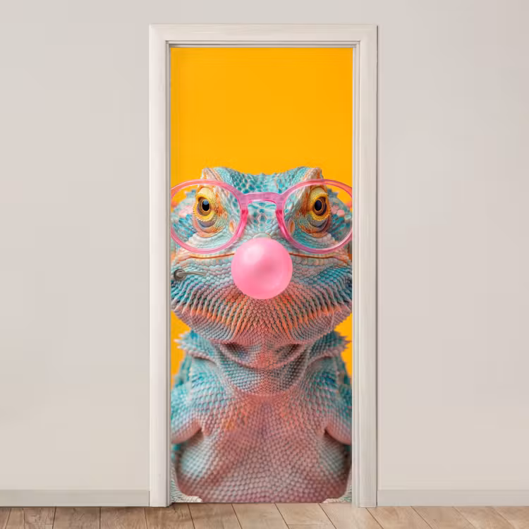 Deursticker - Kameleon - Kauwgom - Kleurrijk — 1