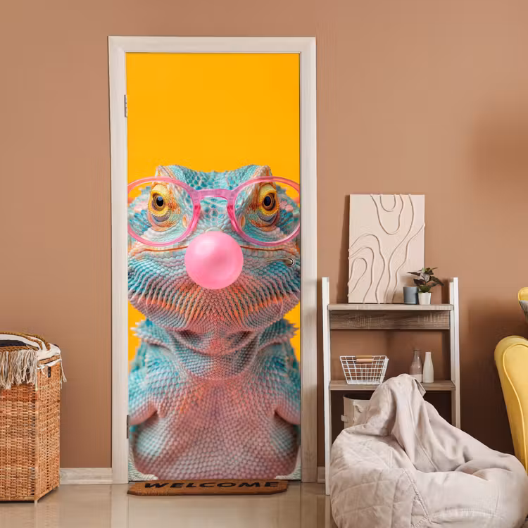 Deursticker - Kameleon - Kauwgom - Kleurrijk — 2