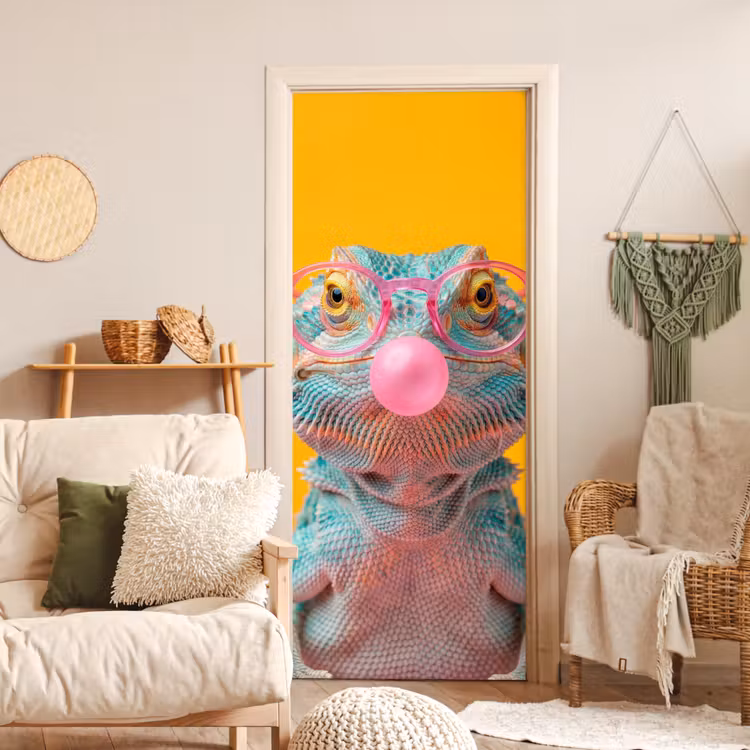 Deursticker - Kameleon - Kauwgom - Kleurrijk — 4