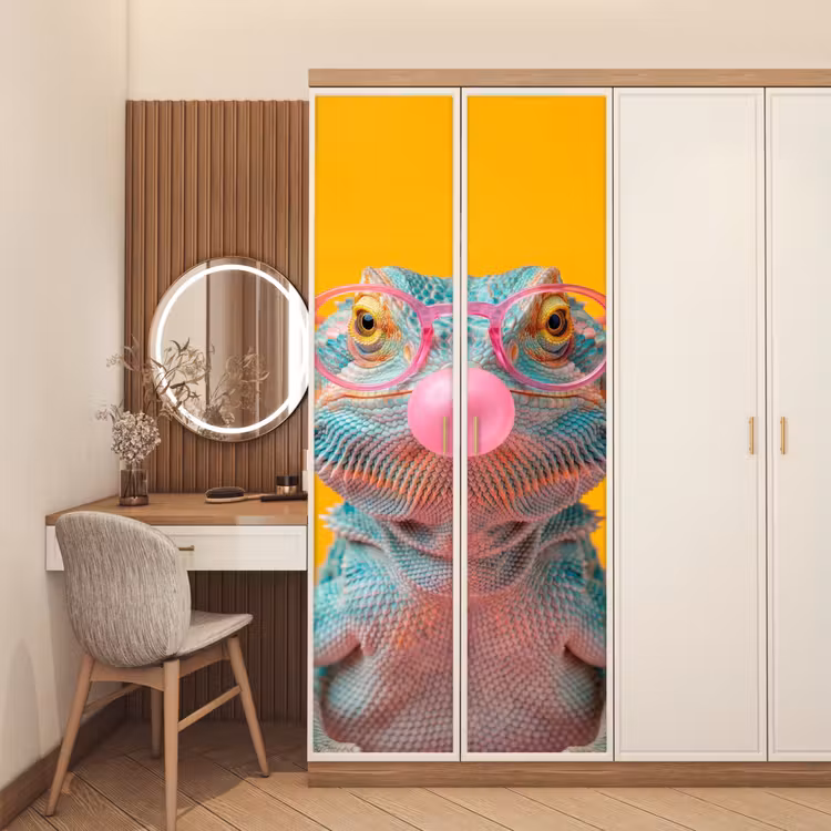 Deursticker - Kameleon - Kauwgom - Kleurrijk — 5
