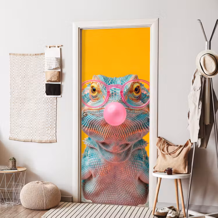 Deursticker - Kameleon - Kauwgom - Kleurrijk — 8