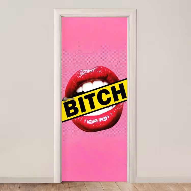 Deursticker - Lippen - Tekst - Kleurrijk — 1