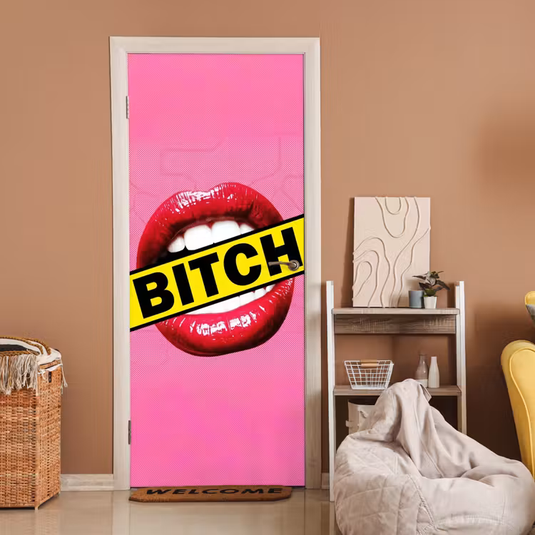 Deursticker - Lippen - Tekst - Kleurrijk — 2