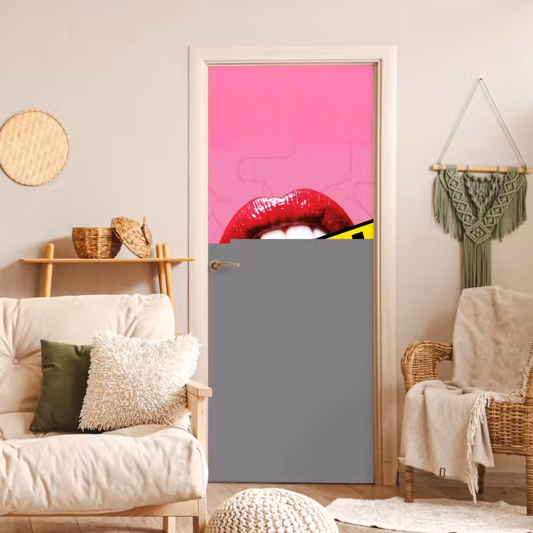 Deursticker - Lippen - Tekst - Kleurrijk — 4