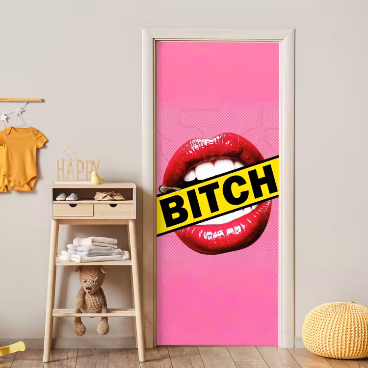 Deursticker - Lippen - Tekst - Kleurrijk — 6