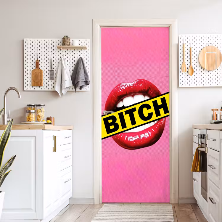 Deursticker - Lippen - Tekst - Kleurrijk — 7