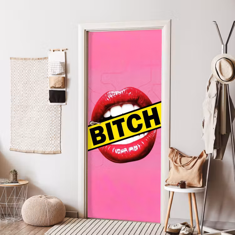 Deursticker - Lippen - Tekst - Kleurrijk — 8