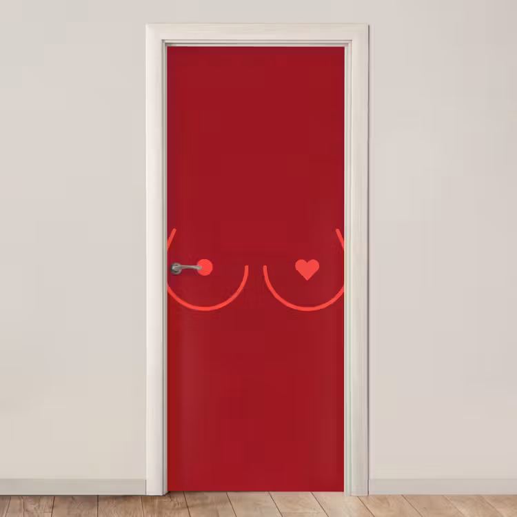 Deursticker - Minimalistisch - Lijnillustratie - Rood — 1