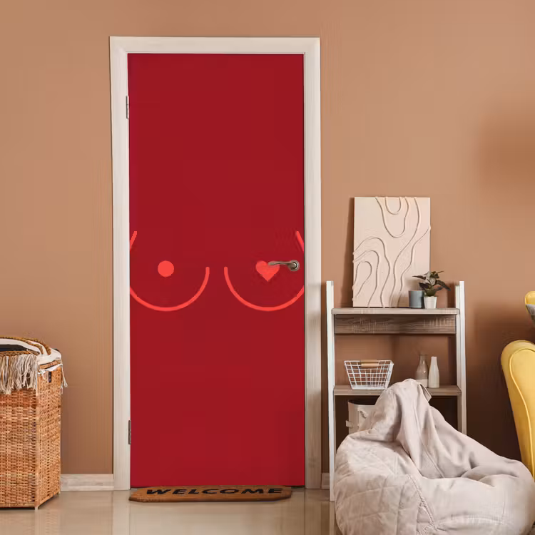 Deursticker - Minimalistisch - Lijnillustratie - Rood — 2