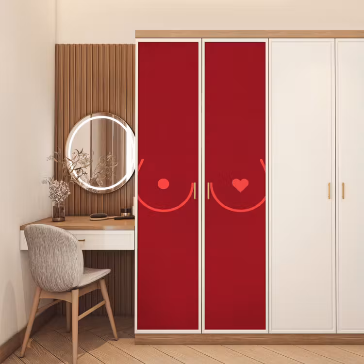 Deursticker - Minimalistisch - Lijnillustratie - Rood — 5