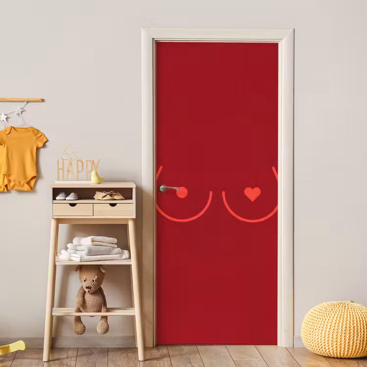 Deursticker - Minimalistisch - Lijnillustratie - Rood — 6
