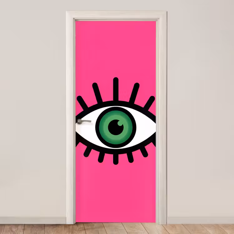 Deursticker - Minimalistisch - Oog - Roze — 1