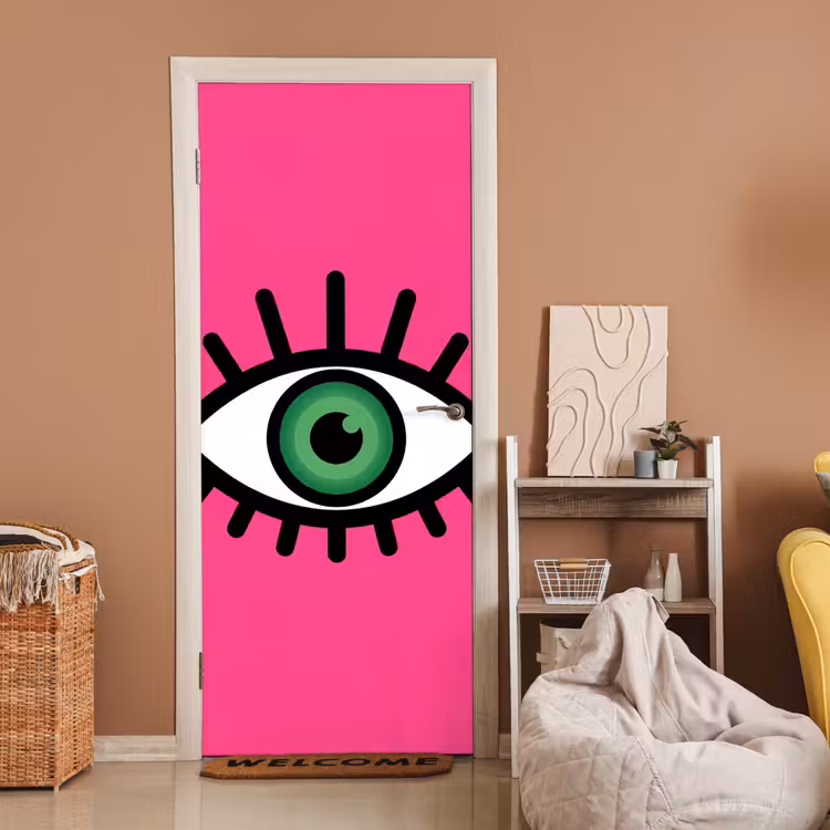 Deursticker - Minimalistisch - Oog - Roze — 2