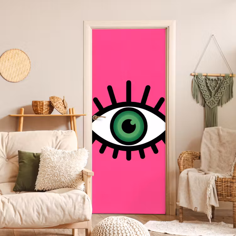Deursticker - Minimalistisch - Oog - Roze — 4