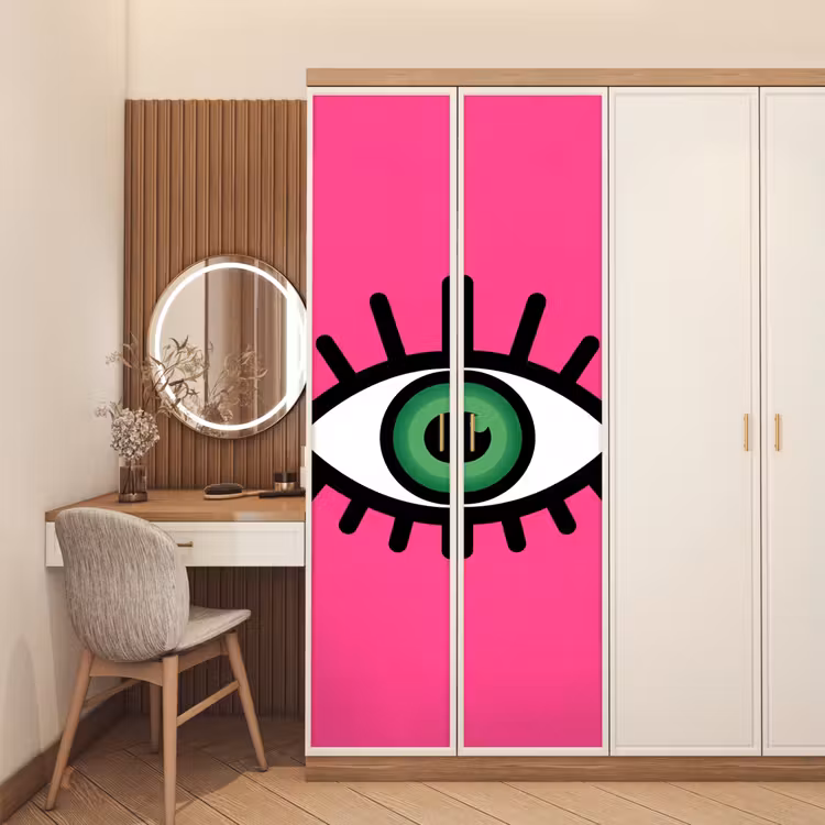 Deursticker - Minimalistisch - Oog - Roze — 5