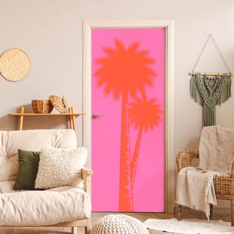 Deursticker - Palmbomen - Modern - Roze — 4