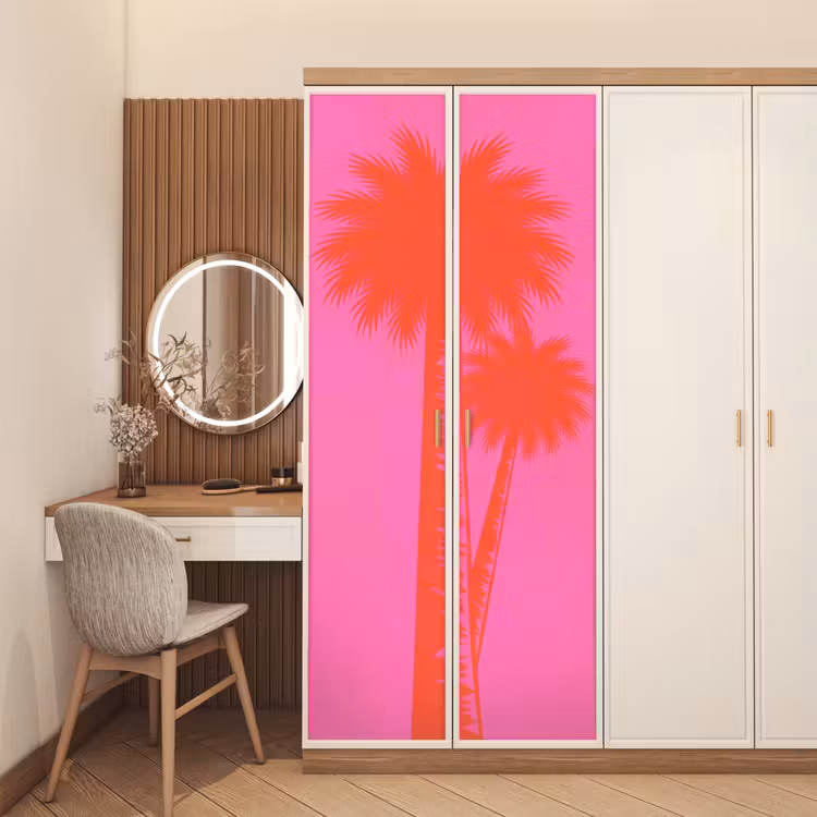 Deursticker - Palmbomen - Modern - Roze — 5