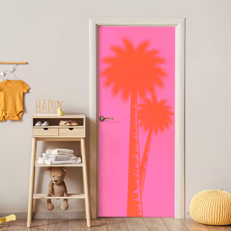 Deursticker - Palmbomen - Modern - Roze — 6