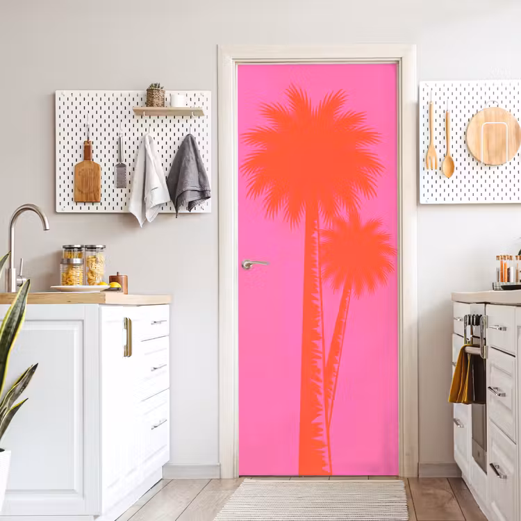 Deursticker - Palmbomen - Modern - Roze — 7