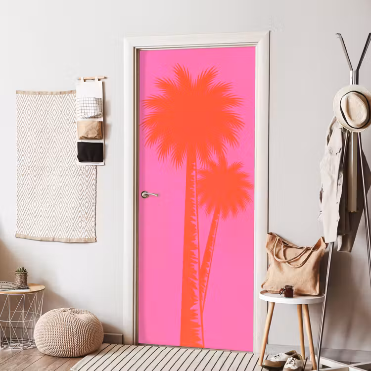 Deursticker - Palmbomen - Modern - Roze — 8