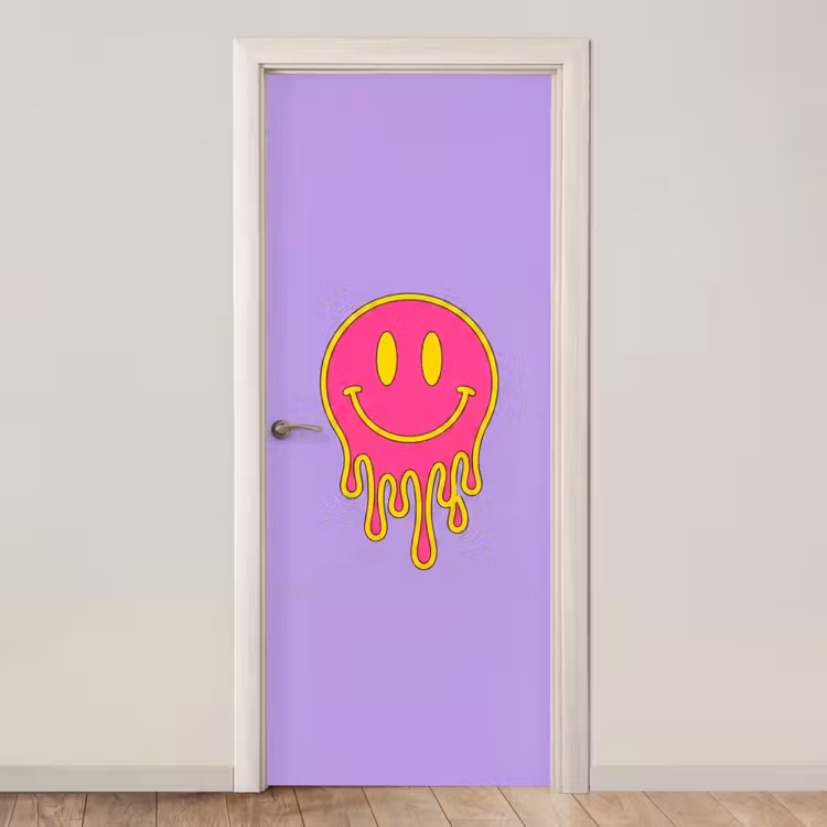 Deursticker - Smiley - Drip - Neon — 1