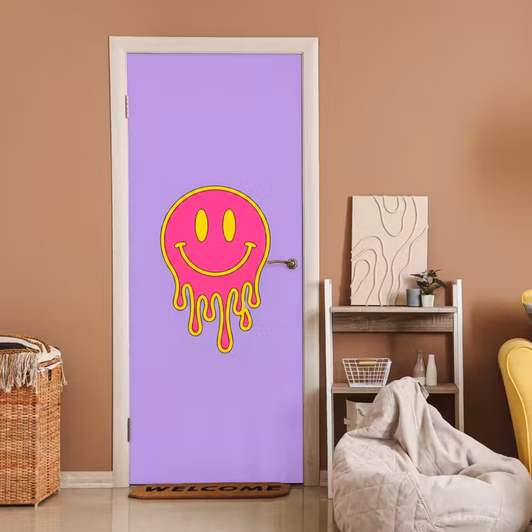 Deursticker - Smiley - Drip - Neon — 2