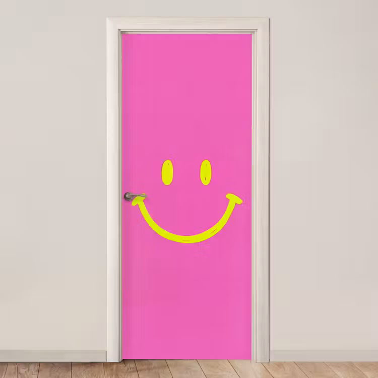 Deursticker - Smiley - Vrolijk - Roze — 1