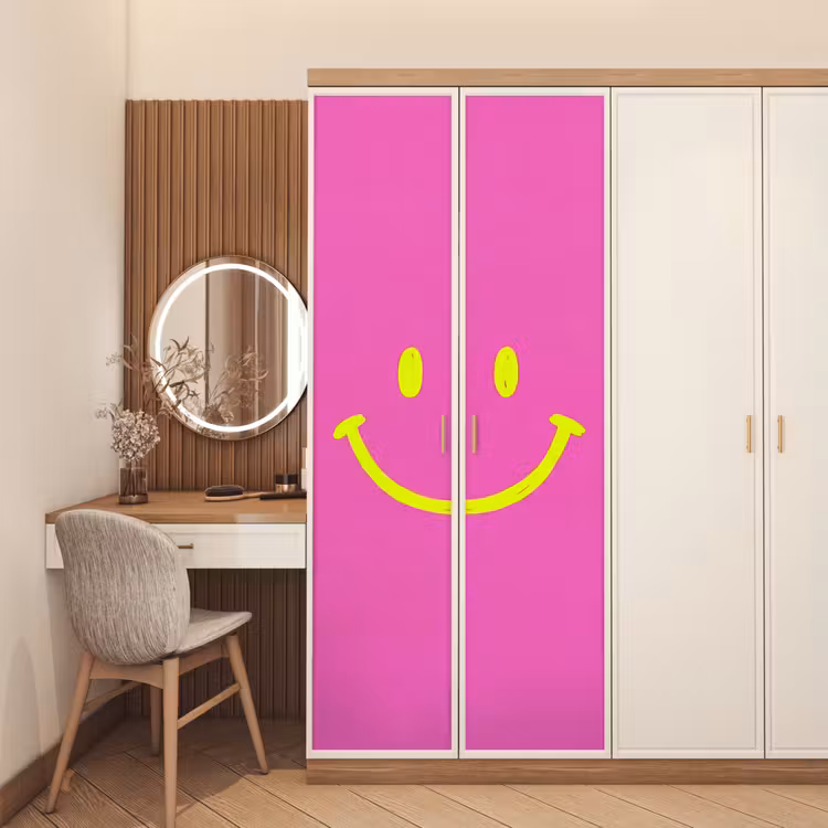 Deursticker - Smiley - Vrolijk - Roze — 5