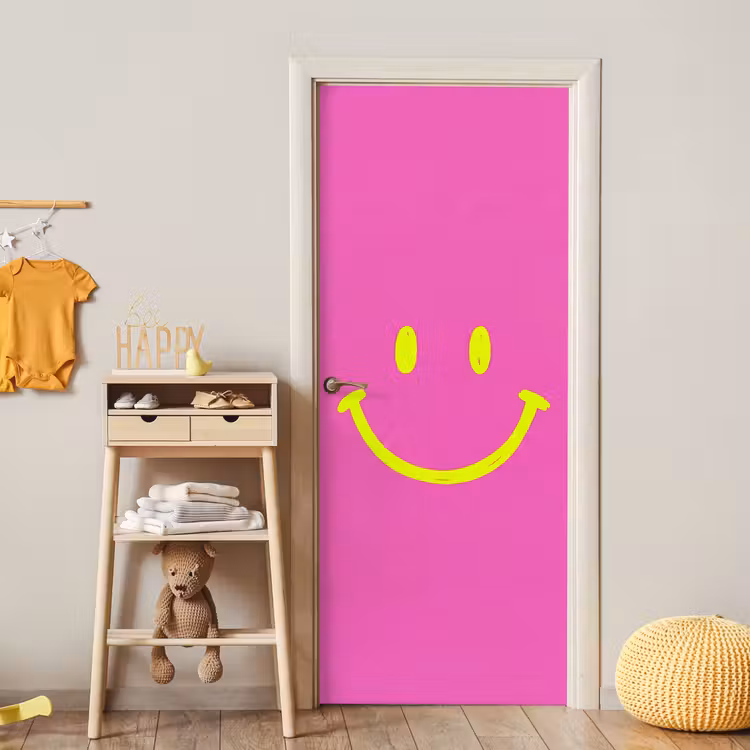 Deursticker - Smiley - Vrolijk - Roze — 6