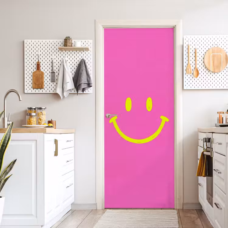 Deursticker - Smiley - Vrolijk - Roze — 7