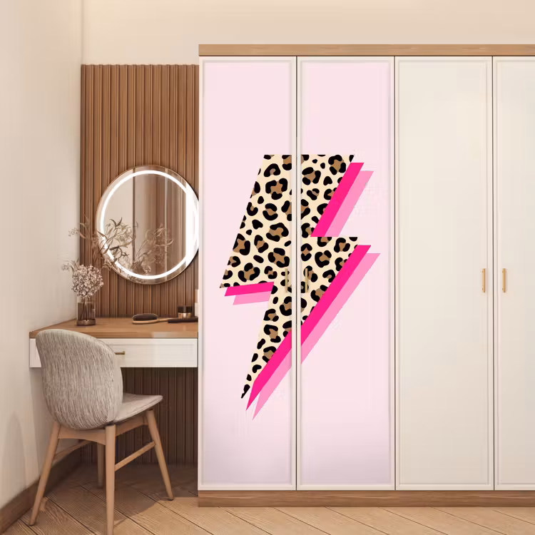 Deursticker - Stippen - Roze - Bliksem — 5