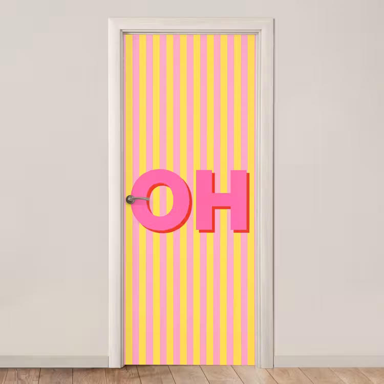 Deursticker - Tekst - Strepen - Roze — 1